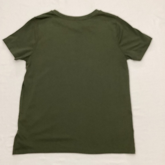 Michael Kors MK Logo Studded Olive Green Cotton Blend TShirt Womens Size S - Picture 2 of 7